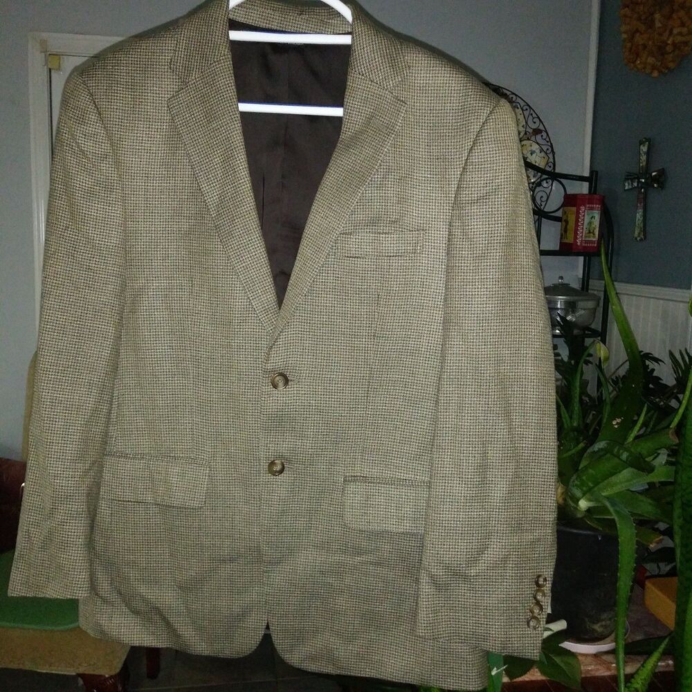 Jos A Bank Travelers Collection Gray Green Silk/Wool Tweed Suit Jacket 38S